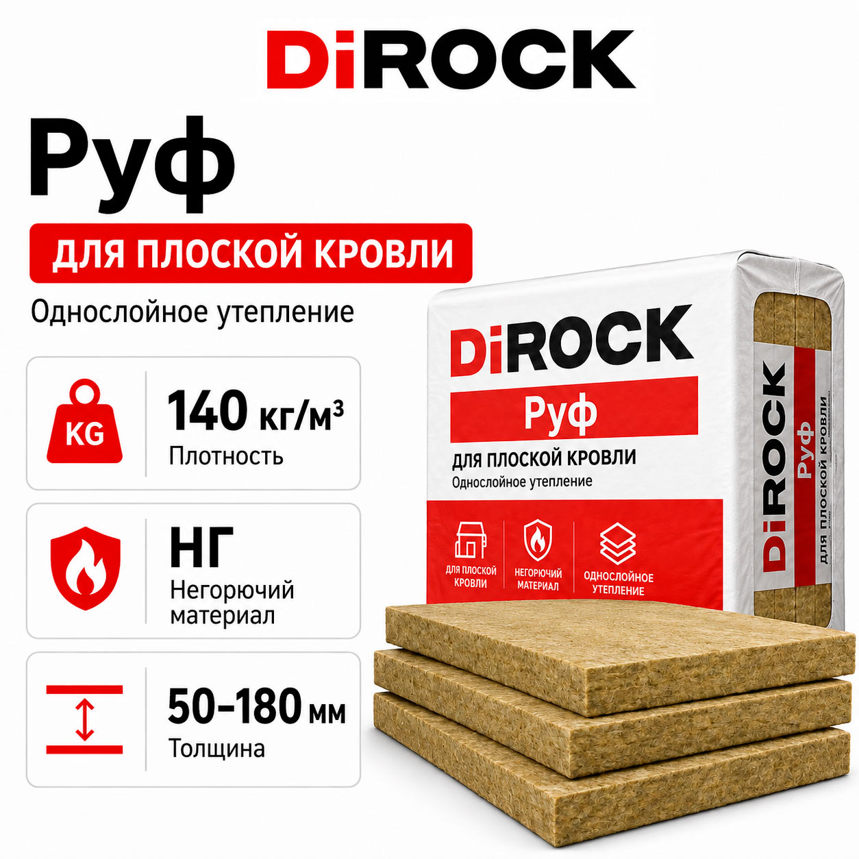 Минеральная вата DiROCK Руф_1м. фото пример товара для оптовых поставок  / 